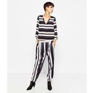NWT Zara Striped Flowing Pajama Sateen Trousers
